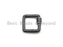 Load image into Gallery viewer, Fully Clear Cz Micro pave Square Shape Clasp, CZ Pave Square Clasp, Antique Silver Carabiner Clasp, 23mm, sku#H181