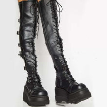 Load image into Gallery viewer, Women's Platform Boots | Genuine Leather Lace-Up Zipper Mid-Calf Winter Boots