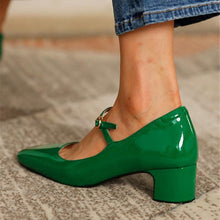 Load image into Gallery viewer, Women's Mid-Heel Square-Toe Pumps | Plus-Size Buckle Mule Shoes