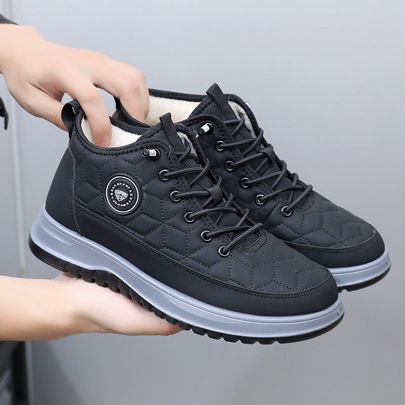 Men's Fleece-Lined Insulated Snow Boots – Lace-Up Casual Athletic Shoes