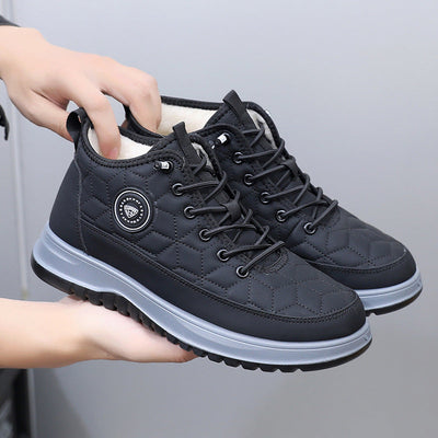 Men's Fleece-Lined Insulated Snow Boots – Lace-Up Casual Athletic Shoes