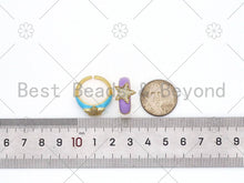 Load image into Gallery viewer, CZ Micro Pave Star Colorful Enamel Adjustable Ring,X249