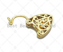 Load image into Gallery viewer, CZ Micro Pave Screw U Heart Padlock Clasp,Screw U Padlock Clasp, Gold Charm Pendant, Padlock Necklace Charms Connector, 17x25mm, Sku#K165