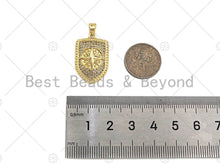 Load image into Gallery viewer, CZ Micro Pave North Star On Shield Pendant/Charm,Cubic Zirconia Star Charm, Necklace Bracelet Charm Pendant,16x25mm, Sku#LK190