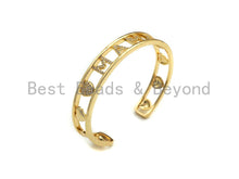 Load image into Gallery viewer, CZ Mirco Pave MAMA Open Cuff Bracelet,  Wire bracelet, Bangle bracelet,  sku#X158