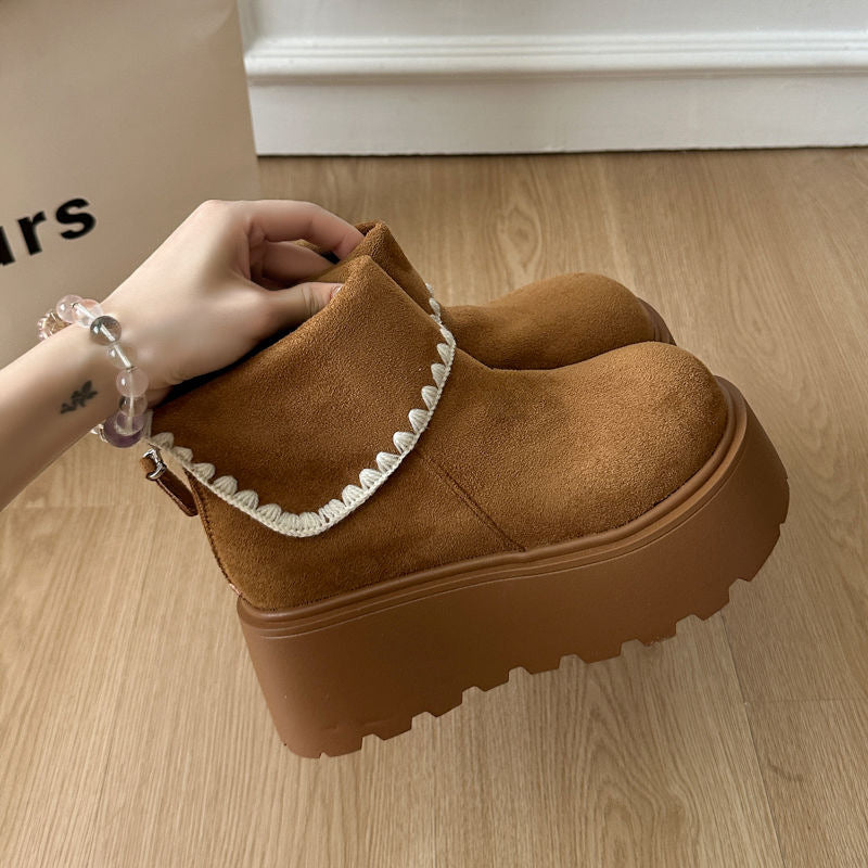 Women's Retro Height-Boosting Snow Boots - Lace-Up Winter Boots with Extra Padding