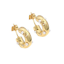 Load image into Gallery viewer, Gold Pearl Thick Stud Earrings, Sku#LX200