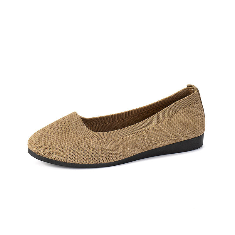 Women's Round Toe Flats | Breathable Knit Mesh Slip-On Shoes | Lightweight Comfort Flats
