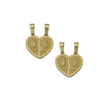 Load image into Gallery viewer, CZ Gold  Virgin Mary Te Amo Medallion Heart Charm, Sku#LK760