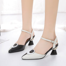 Load image into Gallery viewer, Women's Chunky Heel Openwork Sandals - Comfortable Closed Toe Korean Style Buckle Sandals