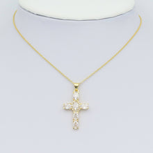 Load image into Gallery viewer, Clear Oval Crystal Cross Charm Pendant, Sku#LD632