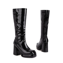Load image into Gallery viewer, Women's Chunky Heel Mid-Calf Boots | Square Toe Side Zipper High Heel Boots