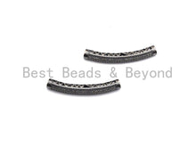 Load image into Gallery viewer, Antique Silver Color CZ Micro Pave Tube for Bracelet/Necklace, Cubic Zirconia Separator Tube in Oxidized Silver, 5x40mm, sku#X123