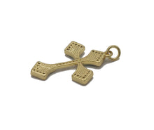 Load image into Gallery viewer, Gold CZ Turquoise/Malachite Cross Charm, Sku#L698
