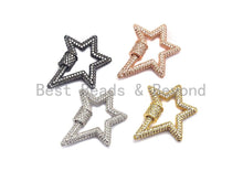 Load image into Gallery viewer, Fully Cz Micro pave Star Clasp, CZ Pave Clasp, Gold/Silver/Rose Gold/Gunmetal Carabiner Clasp, 33x24mm, sku#K75