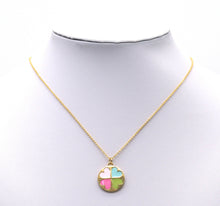 Load image into Gallery viewer, Gold CZ Enamel Colorful Heart Round Charm, Sku#LK696