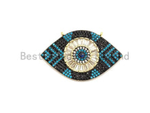 Load image into Gallery viewer, Turquoise Black CZ Micro Pave Geometric Evil Eye Pendant, Cubic Zirconia Pendant,32x28mm, sku#F705