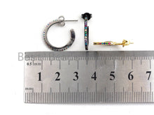 Load image into Gallery viewer, Rainbow CZ Higgie Hoop Earrings, Sku#J47