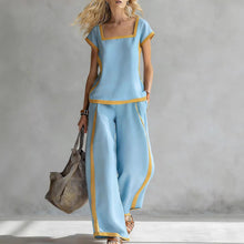 Load image into Gallery viewer, Square-Neck Three-Quarter Sleeve Loose Top &amp; Pants Two-Piece Set