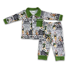 Load image into Gallery viewer, Green long sleeve pocket naughty and nice boy Christmas pajamas