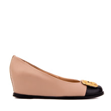 Load image into Gallery viewer, The Selene Beige &amp; Black Leather Wedge Heel Women Shoe