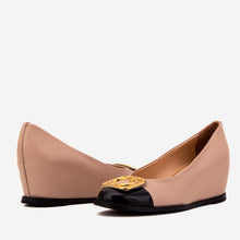 Load image into Gallery viewer, The Selene Beige &amp; Black Leather Wedge Heel Women Shoe