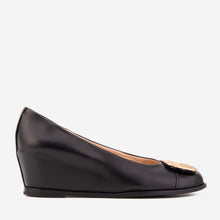 Load image into Gallery viewer, The Selene Black Leather Wedge Heel Women Shoe