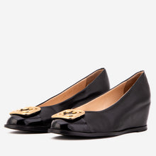 Load image into Gallery viewer, The Selene Black Leather Wedge Heel Women Shoe