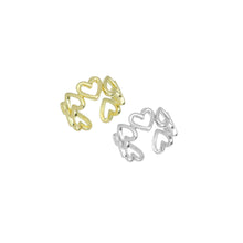 Load image into Gallery viewer, Gold Silver open Heart Adjustable Ring, Sku#A237
