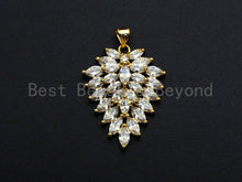 Load image into Gallery viewer, CZ Micro Pave Triangle Shape Pendant, Cubic Zirconia Taper Shape Pendant, Silver/Gold Tone, 24x31mm, Sku#FH64