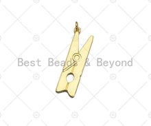 Load image into Gallery viewer, Clothespin Shape Pendant, Dainty Gold/Silver Clothes Peg Charm, Necklace Bracelet Charm Pendant, 11x38mm, Sku#L546