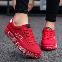 Load image into Gallery viewer, Love Print Canvas Shoes | Unisex Lace-Up Flats Casual Sneakers