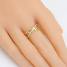 Load image into Gallery viewer, Clear CZ Criss Cross Gold Adjustable Ring, Sku#A183