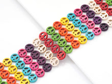 Load image into Gallery viewer, 12mm Multicolor Howlite Peace Sign Beads, Sku#U1445