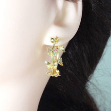 Load image into Gallery viewer, Gold Silver Colorful CZ Butterfly Hoop Earrings, Sku#LX208