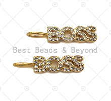 Load image into Gallery viewer, CZ Micro Pave Boss Letter Charm/Pendant,Letter Shape Charm, Boss Pave Pendant, Gold plated charm, 5x22mm,Sku#JL19