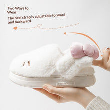 Load image into Gallery viewer, Women's Fluffy Cat &amp; Bow House Slippers | Plush Cotton Indoor Slippers