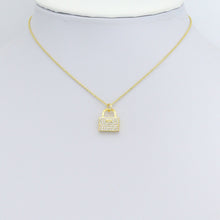 Load image into Gallery viewer, Clear CZ Gold Lock Pad Charm Pendant,Sku#LD732