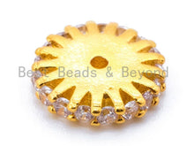 Load image into Gallery viewer, 6mm/9mm/11mm CZ Micro Pave Coin Spacer Beads, Cubic Zirconia Space Beads, Gold/Rose gold/Silver/Black Space Beads, 1pc/5pcs, sku#C26