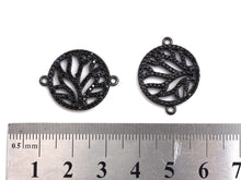 Load image into Gallery viewer, Black CZ flower Connector charm, sku#A92