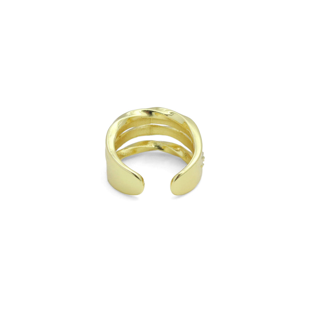 Slippy Gold Silver Twisted multiline Ring, Sku#A397