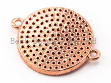 Load image into Gallery viewer, CZ Micro Pave Fuchsia Round Disc Connector,16x19mm, SKU#A45c