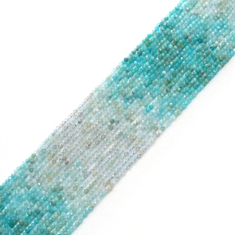 Genuine Amazonite Round Faceted Beads, 2mm, Sku#U1505