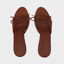 Load image into Gallery viewer, Women's Brown Mesh Bow Sandals - 6cm High Heel Round Toe Slip-On Shoes