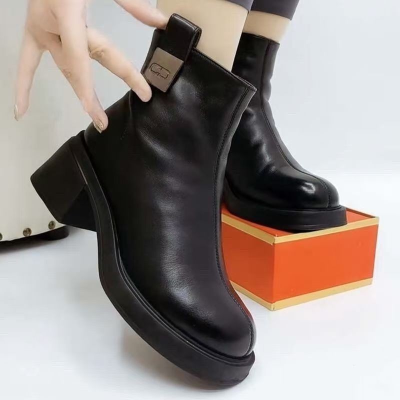 Women's Chunky Mid Heel Short Boots – Round Toe Block Heel Ankle Boots