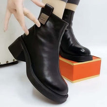 Load image into Gallery viewer, Women's Chunky Mid Heel Short Boots – Round Toe Block Heel Ankle Boots