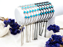 Load image into Gallery viewer, Sliding Adjustable Chain Bracelet, Evil Eye Bracelet, 8mm Turquoise Beaded Bracelet, Thin Link Bracelet, Silver Gold Bracelet, SKU#A48