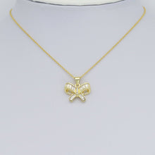 Load image into Gallery viewer, Clear Baguette CZ Gold Bowknot Charm Pendant, Sku#LK971