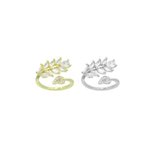 Load image into Gallery viewer, Clear CZ Wheat leaf Statement Adjustable Ring, Sku#A492