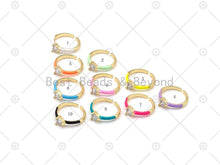 Load image into Gallery viewer, Enamel with Heart Shape Diamond CZ Adjustable Ring, Sku#X282
